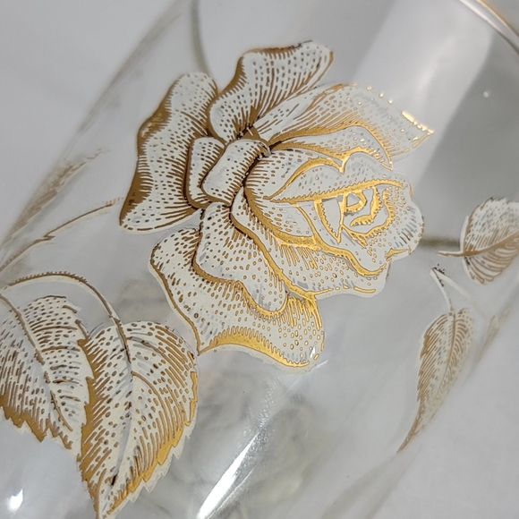(2) Vtg Libby Glass Rose Bouquet Tumbler - Picture 3 of 14